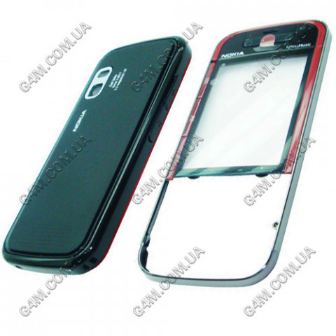 Корпус для Nokia 5730 Xpress Music чорний з червоним, висока якість