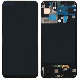 Дисплей Samsung A505F (A50 2019 года) с тачскрином и рамкой, черный (Оригинал)
