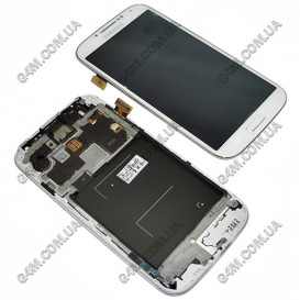 Дисплей Samsung i9505 Galaxy S4, i9515 Galaxy S4 белый с тачскрином и рамкой (Оригинал)