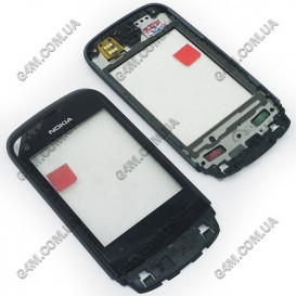 Тачскрин для Nokia C2-02, C2-03, C2-06, C2-07, C2-08 черный с рамкой (Оригинал)