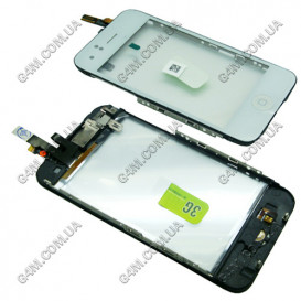 Тачскрин для Apple iPhone 3G белый с рамкой и компонентами, Оригинал