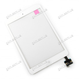 Тачскрин для Apple iPad Mini, iPad Mini 2 Retina с кнопкой меню и шлейфом, белый (Оригинал)