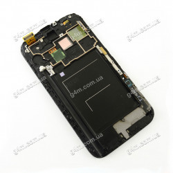 Дисплей Samsung N7100, N7105 Galaxy Note2 темно-серый с тачскрином и рамкой (Оригинал)