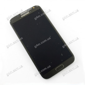 Дисплей Samsung N7100, N7105 Galaxy Note2 темно-серый с тачскрином и рамкой (Оригинал)
