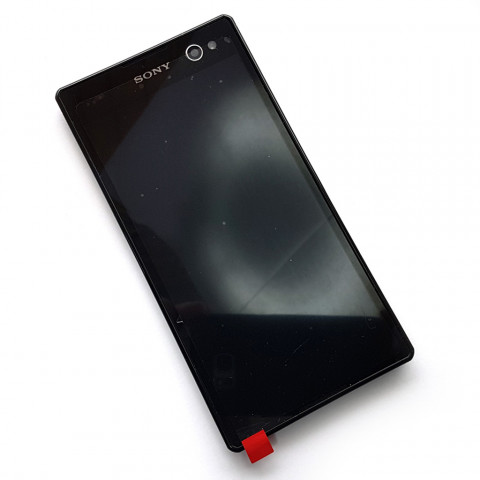 Дисплей Sony D2502 Xperia C3 Dual с тачскрином и рамкой, черный (Оригинал)