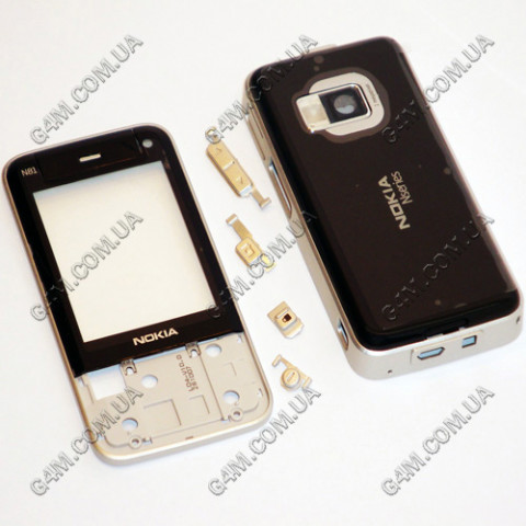 Корпус Nokia N81 чёрный с серебристой средней частью (High Copy)