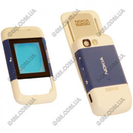 Корпус для Nokia 5200 Xpress Music блакитний з білим, повний комплект, висока якість