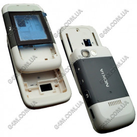 Корпус для Nokia 5200 Xpress Music сірий з білим, повний комплект, висока якість