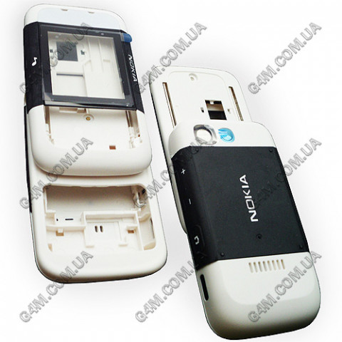 Корпус для Nokia 5200 Xpress Music чорний з білим, повний комплект, висока якість