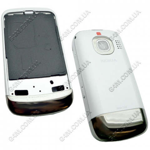 Корпус для Nokia C2-02, C2-03 білий з золотистим, висока якість