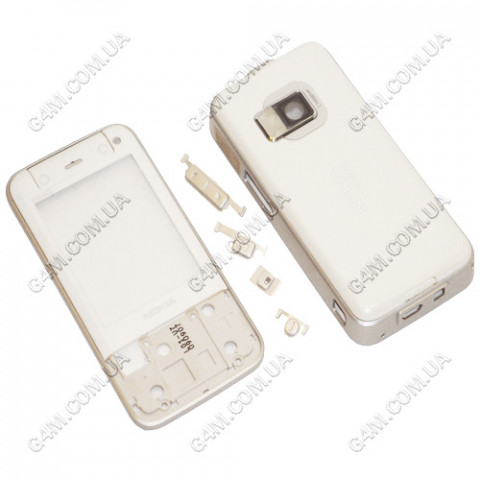 Корпус для Nokia N81 8Gb білий з сріблястою середньою частиною, висока якість