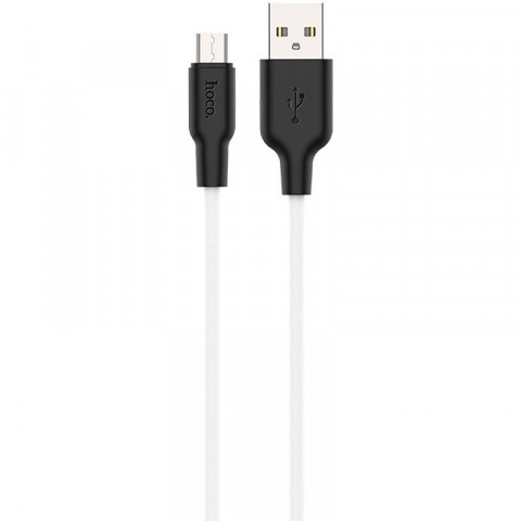 USB дата-кабель Hoco X21 Silicone MicroUSB 1 метр, черно-белый