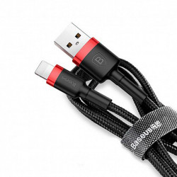 USB дата-кабель Lightning Baseus Kevlar (CALKLF-B19)  для Apple iPhone, черно-красный, 1 метр