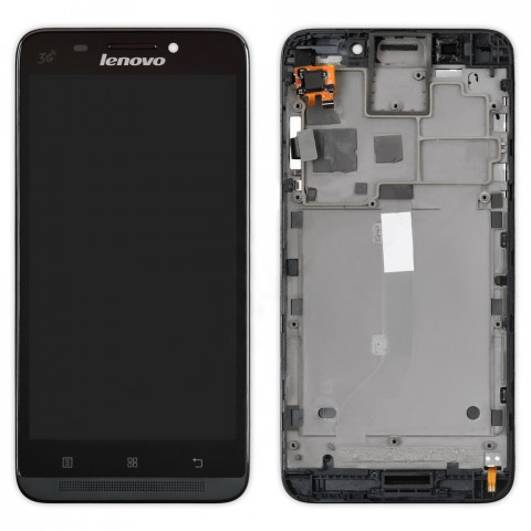 Дисплей Lenovo A828T с тачскрином и рамкой, черный (Оригинал)