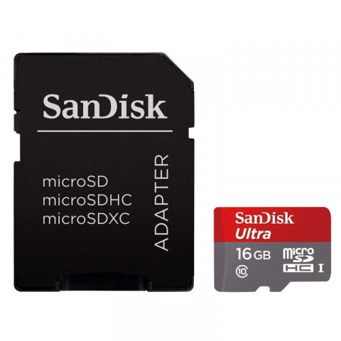 Карта памяти microSDHC 16Gb SanDisk Ultra (UHS-1) (R-80Mb/s) + Adapter SD