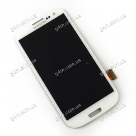Дисплей Samsung i9300 Galaxy S3, i9305 Galaxy S3, i9300i Galaxy S3 Duos, i9308i Galaxy S3 Duos белый с тачскрином, снятый с телефона