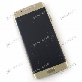 Дисплей Samsung G925F Galaxy S6 EDGE золотистый, полный комплект, снятый с телефона