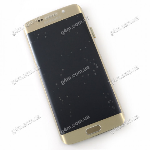 Дисплей Samsung G925F Galaxy S6 EDGE золотистый, полный комплект, снятый с телефона