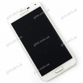 Дисплей Samsung G900A, G900F, G900H, G900i, G900T Galaxy S5 с тачскрином, белый, без клейкой ленты, Оригинал