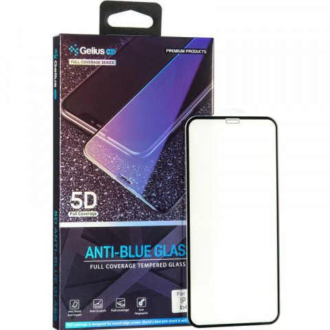 Защитное стекло Gelius Pro Anti-Blue Glass для iPhone X, iPhone XS (черное 5D стекло)