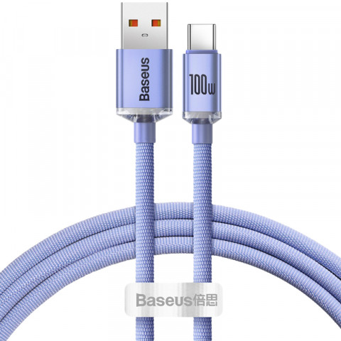 USB дата-кабель Baseus Crystal Shine Type-C 100W (CAJY000405) фіолетовий 1.2m