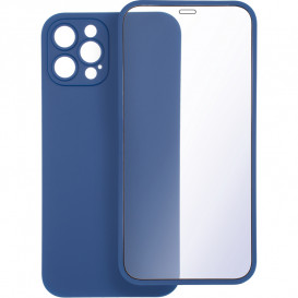 Накладка Gelius Slim Full Cover Case с защитным стеклом для Apple iPhone 12 Pro (синего цвета)