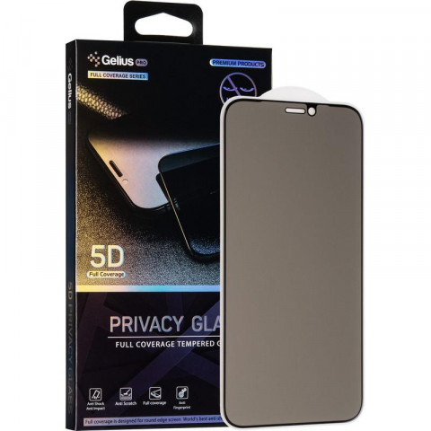Защитное стекло Gelius Pro Privasy Glass для Apple iPhone 12 Mini (черное 5D стекло, антишпион)