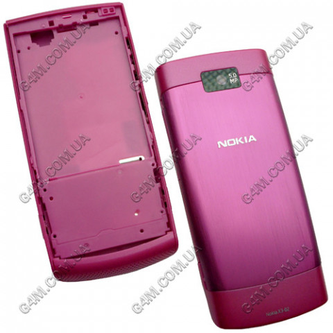 Корпус для Nokia X3-02 Touch and Type малиновий, висока якість
