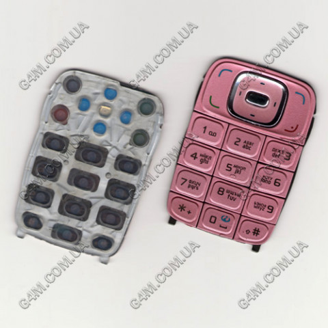 Клавіатура для Nokia 6131 рожева, кирилиця, висока якість