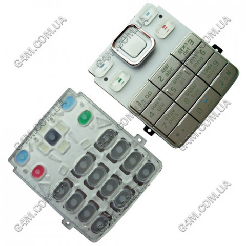 Клавіатура для Nokia 6300 біла з сріблястим, кирилиця, висока якість