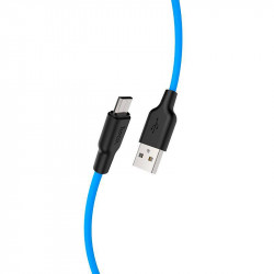 USB дата-кабель Hoco X21 Silicone MicroUSB 1 метр, черно-голубой