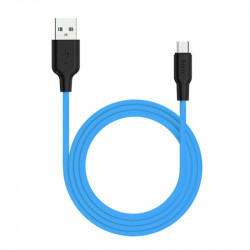 USB дата-кабель Hoco X21 Silicone MicroUSB 1 метр, черно-голубой