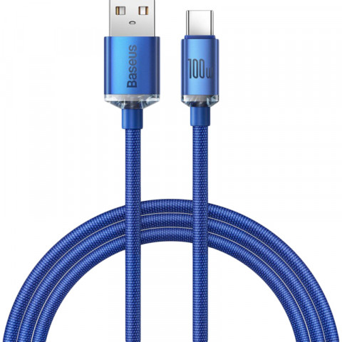 USB дата-кабель Baseus Crystal Shine Type-C 100W (CAJY000403) синій, 1,2 метр