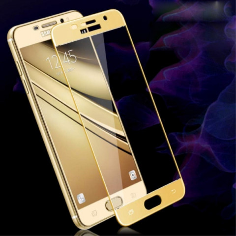 Защитное стекло Full Screen для Samsung A320F Galaxy A3 (2017) (3D стекло золотистого цвета)