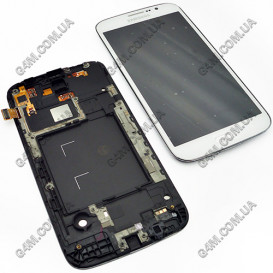 Дисплей Samsung i9152 Galaxy Mega 5.8 с тачскрином и рамкой, белый (Оригинал)