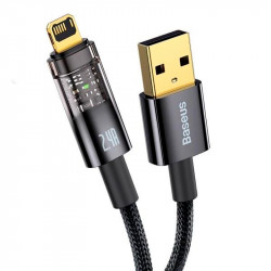 USB дата-кабель Baseus Explorer Series Auto Power-Off CATS000401 Lightning 2.4A, чорний, 1 метр