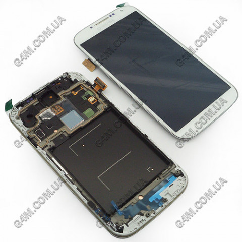 Дисплей Samsung i9500 Galaxy S4 белый с тачскрином и рамкой (копия)