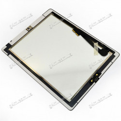Тачскрин для Apple iPad 3, iPad 4 с клейкой лентой и кнопкой меню, белый
