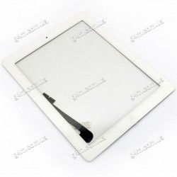 Тачскрин для Apple iPad 3, iPad 4 с клейкой лентой и кнопкой меню, белый
