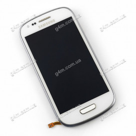 Дисплей Samsung i8190 Galaxy SIII Mini белый с тачскрином и рамкой (Оригинал)