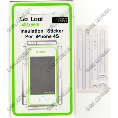 Защитная наклейка на среднюю часть для Apple iPhone 4S белая