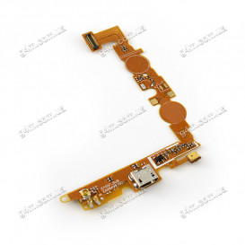 Шлейф LG E455 Optimus L5 Dual SIM с коннектором зарядки, микрофоном и компонентами