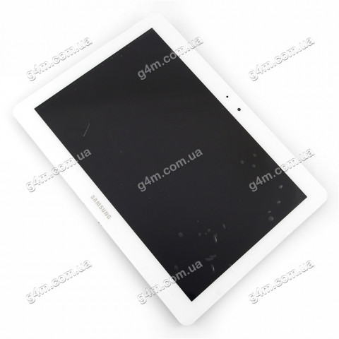 Дисплей Samsung P5100 Galaxy Tab 2, P5110 Galaxy Tab 2, P5113 Galaxy Tab 2 с тачскрином и рамкой, белый, снятый с планшета, Оригинал