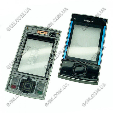 Передняя панель Nokia X3-00 серебристая с клавиатурой (Оригинал)