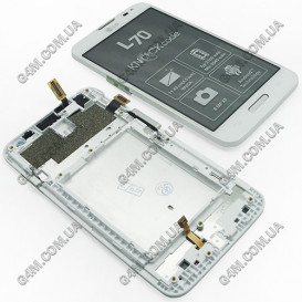 Дисплей LG D320, D321, MS323 Optimus L70 белый с тачскрином и рамкой (Оригинал)