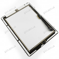 Тачскрин для Apple iPad 3, iPad 4 с клейкой лентой и кнопкой меню, черный (Оригинал)