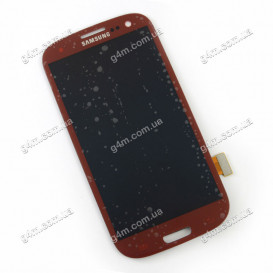 Дисплей Samsung i9300 Galaxy S3, i9305 Galaxy S3, i9300i Galaxy S3 Duos, i9308i Galaxy S3 Duos красный с тачскрином, снятый с телефона