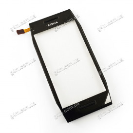 Тачскрин для Nokia X7-00 черный с рамкой и кнопкой джойстика (Оригинал)