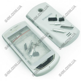 Корпус для Samsung S5620 Monte білий з сріблястою середньою частиною та клавіатурою, висока якість