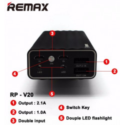 УМБ Power Bank Remax RP-V20 Vanguard 20000mAh черная